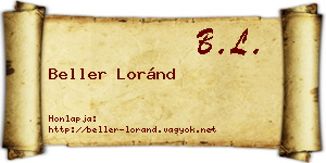 Beller Loránd névjegykártya